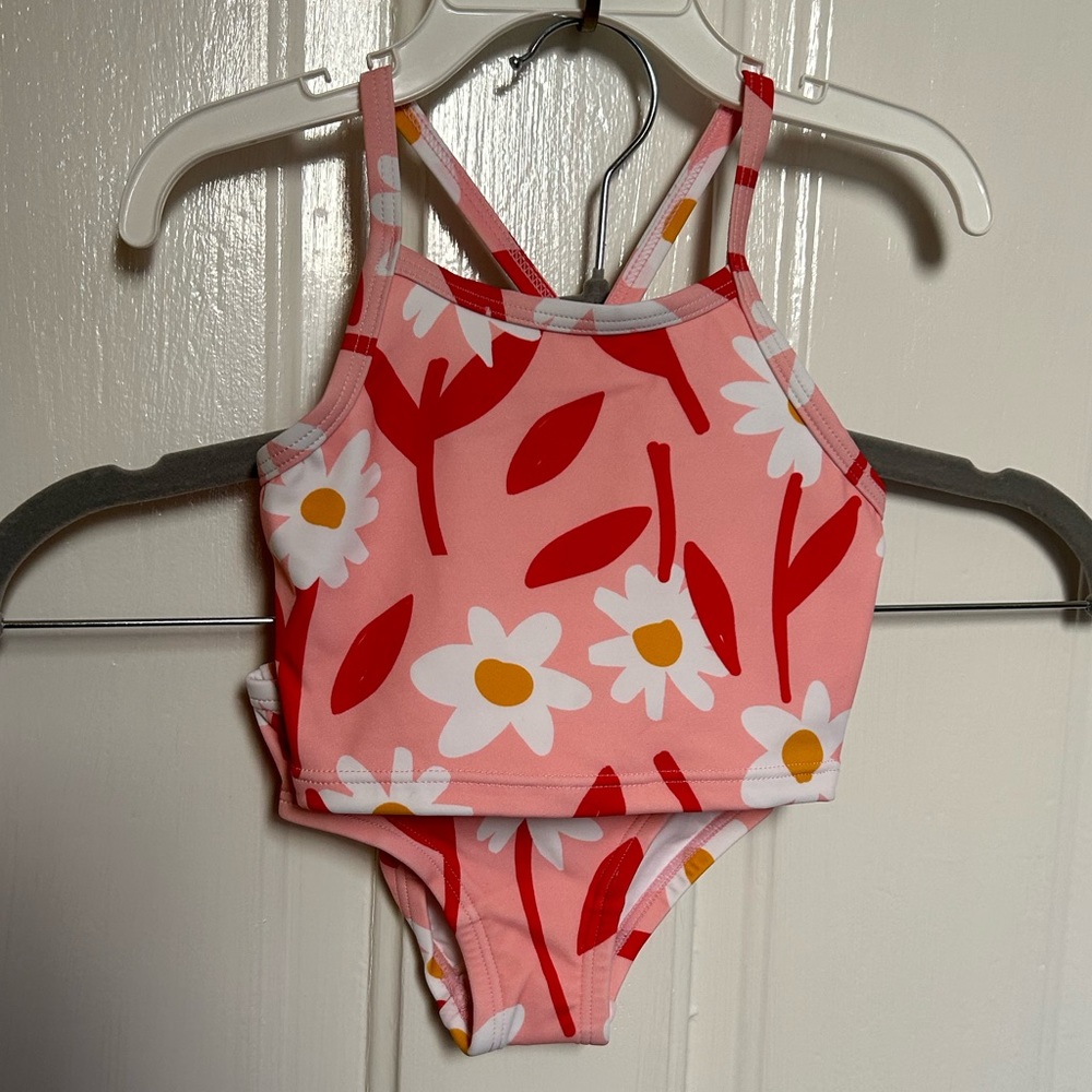 Hanna Andersson Pink Floral Girls Two-Piece Swim Bikini